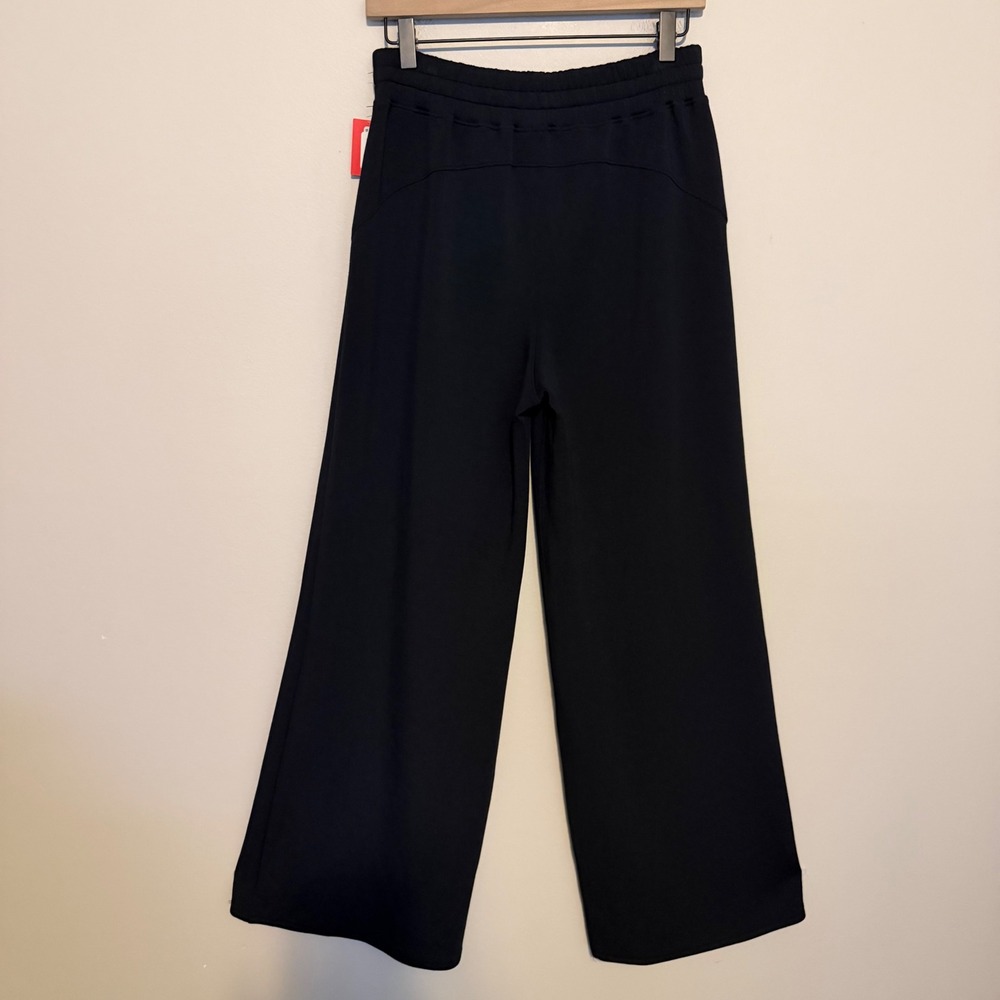 NWT Spanx AirEssential Black Wide Leg Pull On Pants Drawstring Waist M palazzo - Picture 4 of 6